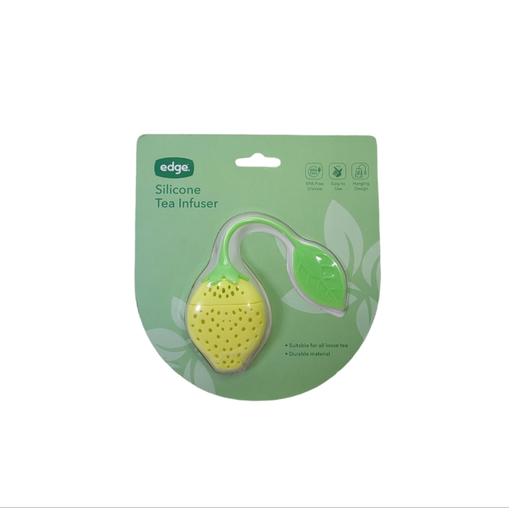 EDGE Strawberry Yellow & Green Shape Tea infuser- BPA Free Silicone - New